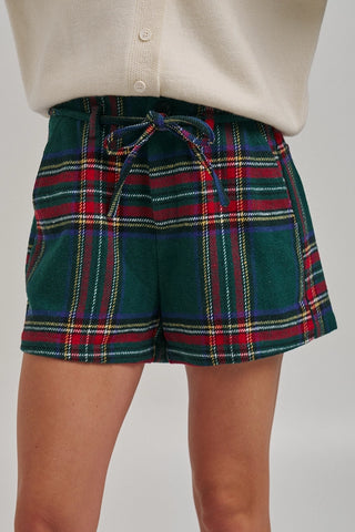 Festive Plaid Shorts - Green