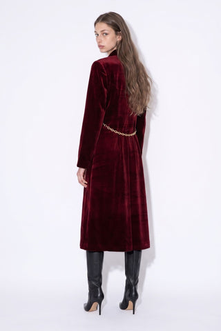 Velvet Royalty Chain-Accent Coat - Red