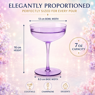 Colored Coupe Glasses Set Of 6 7 Oz Classic Cocktail Glassware For Champagne Martini Manhattan Cosmo
