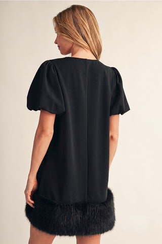 Winter Darling Puff Sleeve Dress - Black