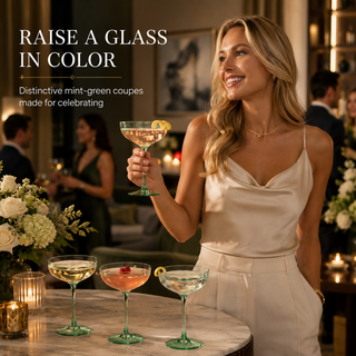 Set Of 2 Ripple Ribbed Cocktail Coupe Colored Glasses By Prosecco Mimosa Sparkling W
