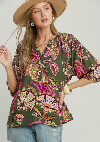 Abstract Garden Mandarin Top