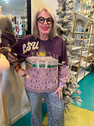 QOS Licensed LSU Stadium Tailgate Party Sweatshirt