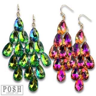 Sparkling teardrop bead chandelier earrings