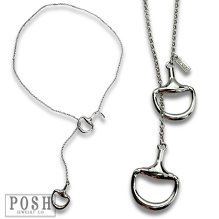 Equestrian snaffle bit lariat necklace