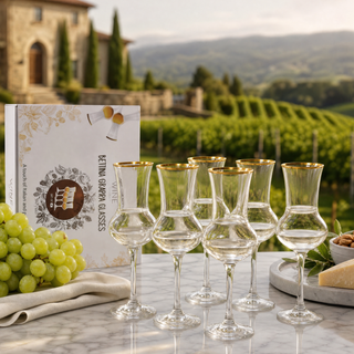 Crystal Set Of 6 Grappa Glasses 3OZ By Post Dinner Drinks Italian Tulip Shape Tastin