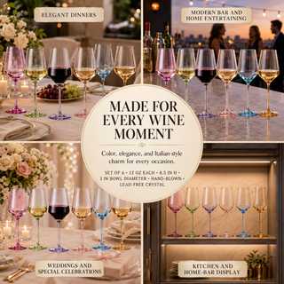 Colored Wine Glasses Premium Barware Gift Elegant Drinkware Collection