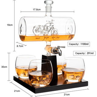 Motorcycle Decanter Whiskey Wine Decanter Set 1100ML By With 4 Whiskey Glasses Motor