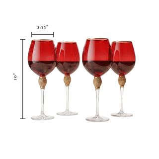 Set Of 4 Red Diamond Stemmed Wine Glasses Gold 14 Oz By Gold Rim Wine Glasses Red Co