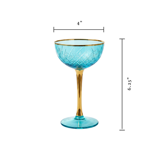 Colored Coupe Art Deco Glasses Set Of 6 12 Oz Classic Cocktail Glassware For Champagne Martini Manha