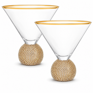 Gold Crystal Ball Stemless Martini Glasses Set Of 2 By For Drinking Martinis Gold Ac