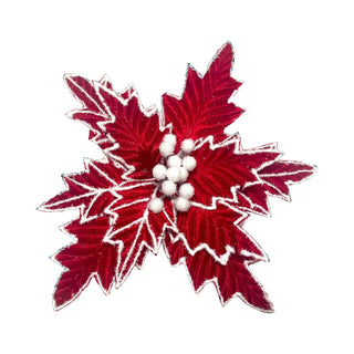 13in Red/Wht Trim Poinsettia Flower