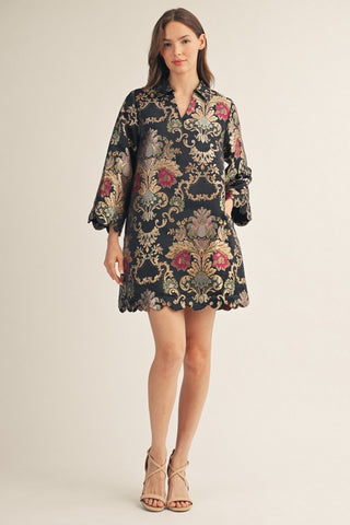 Gilded Grace Jacquard Dress