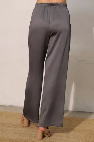 Hammered Graphite Satin Pants