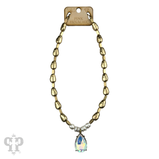 Gold and pearl bead necklace with pendant - LC