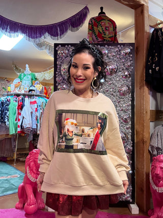 QOS Licensed Beige Monica Turkey Head Sweatshirt