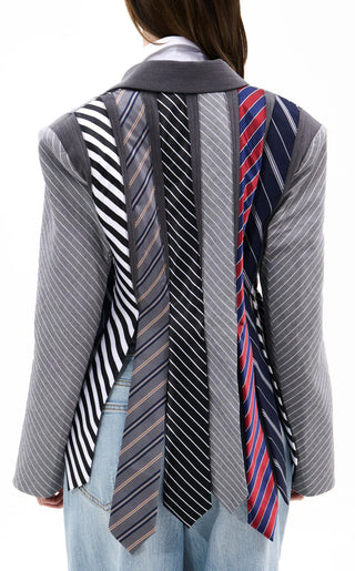 Azalea Wang SAVIOR-BLUEMULTI TIE BLAZER