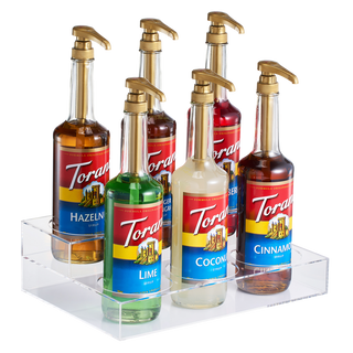 Acrylic Bottle Holder Coffee Syrup Rack Display Case 2 Tiered 6 Bottle Wine Bar Bottle Rack Clear Sh