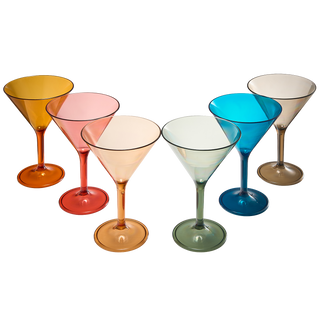 Unbreakable Pastel Color Acrylic Martini Glasses Set Of 6 European Style Cocktail Cups 100 Tritan Dr