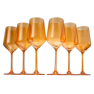 Colored Wine Glass Set 12 Oz Glasses Set Of 6 Unique Italian Style Tall Stemmed For White Red Wine W