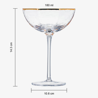 Vintage Crystal Champagne Coupe Gold Rim Hexagonal Angled Glasses Set Of 4 6 Oz Art Deco Rim Classic