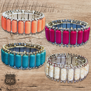 Western rectangle stone bracelet - LC