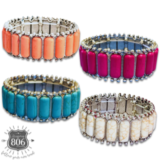 Western rectangle stone bracelet - LC