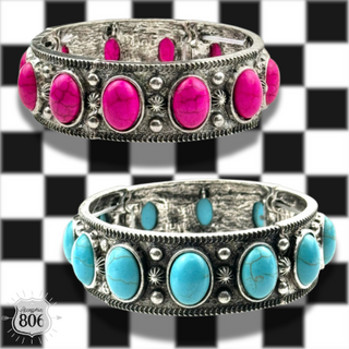 Western oval cabochon stretch bracelet