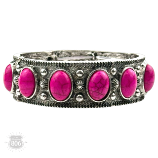 Western oval cabochon stretch bracelet