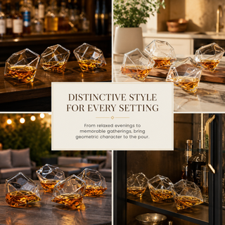 Set Of 4 Diamond Whiskey Wine Glasses 10OZ Wine Whiskey Water Diamond Shaped Diamonds Collection Spa