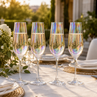 Iridescent Champagne Glasses Premium Barware Gift Elegant Drinkware Collection