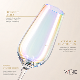 Iridescent Champagne Glasses Premium Barware Gift Elegant Drinkware Collection