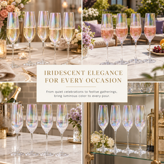 Iridescent Champagne Glasses Premium Barware Gift Elegant Drinkware Collection