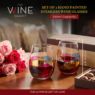 Hand Painted Stemless Wine Glasses Premium Barware Gift Elegant Drinkware Collection