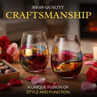 Hand Painted Stemless Wine Glasses Premium Barware Gift Elegant Drinkware Collection