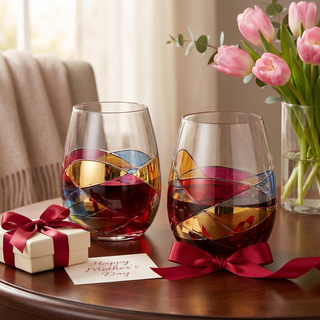 Hand Painted Stemless Wine Glasses Premium Barware Gift Elegant Drinkware Collection