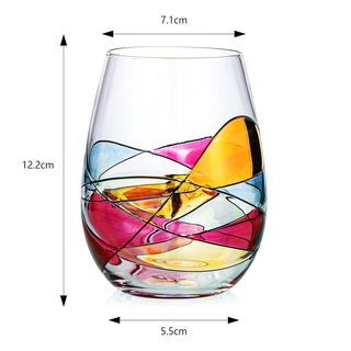Hand Painted Stemless Wine Glasses Premium Barware Gift Elegant Drinkware Collection
