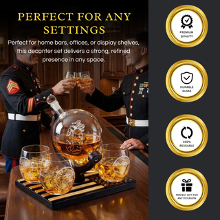 Marine Whiskey Decanter Set Premium Barware Gift Elegant Drinkware Collection