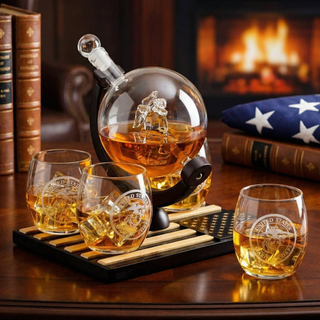 Marine Whiskey Decanter Set Premium Barware Gift Elegant Drinkware Collection