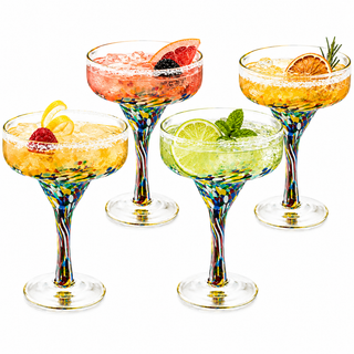 Mexican Design Hand Blown Margarita Glass Premium Barware Gift