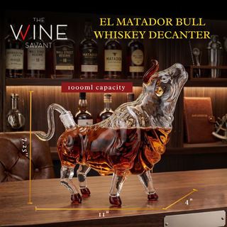 Charging Bull Heads Up Animal Liquor Decanter Made For Bourbon Whiskey Scotch Rum Or
