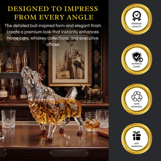Charging Bull Heads Up Animal Liquor Decanter Made For Bourbon Whiskey Scotch Rum Or
