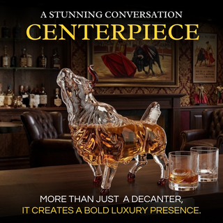 Charging Bull Heads Up Animal Liquor Decanter Made For Bourbon Whiskey Scotch Rum Or