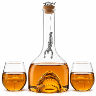 Shark Whiskey Decanter Set By 1000ML Shark Decanter With 2 10OZ Shark Glasses Shark