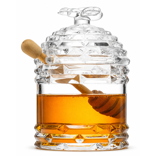 Bee Honey Jar By 5 H Glass Honey Pot With Dipper And Lid Cover For Home Kitchen Hone