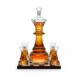 New Chess Decanter Set By Queen Chess Decanter 750ML 12 H With 2 Rook Shot Glasses 4