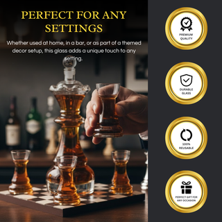 New Chess Decanter Set By Queen Chess Decanter 750ML 12 H With 2 Rook Shot Glasses 4