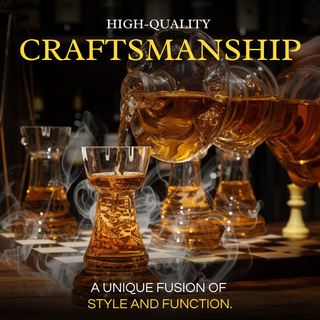 New Chess Decanter Set By Queen Chess Decanter 750ML 12 H With 2 Rook Shot Glasses 4