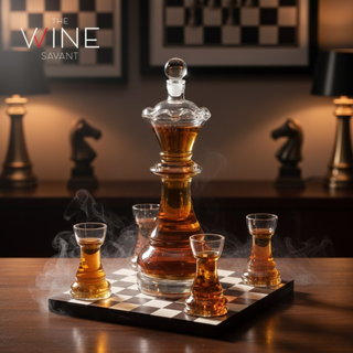 New Chess Decanter Set By Queen Chess Decanter 750ML 12 H With 2 Rook Shot Glasses 4