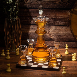 New Chess Decanter Set By Queen Chess Decanter 750ML 12 H With 2 Rook Shot Glasses 4